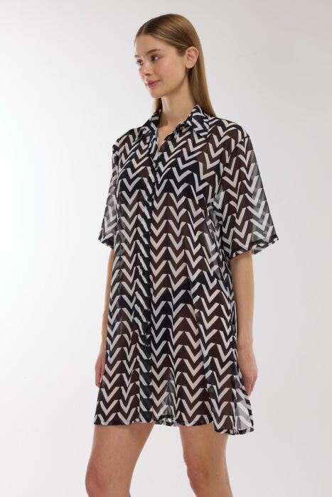 Ayyıldız 4805 Zigzag Desenli Plaj Elbisesi - AYYILDIZ (1)