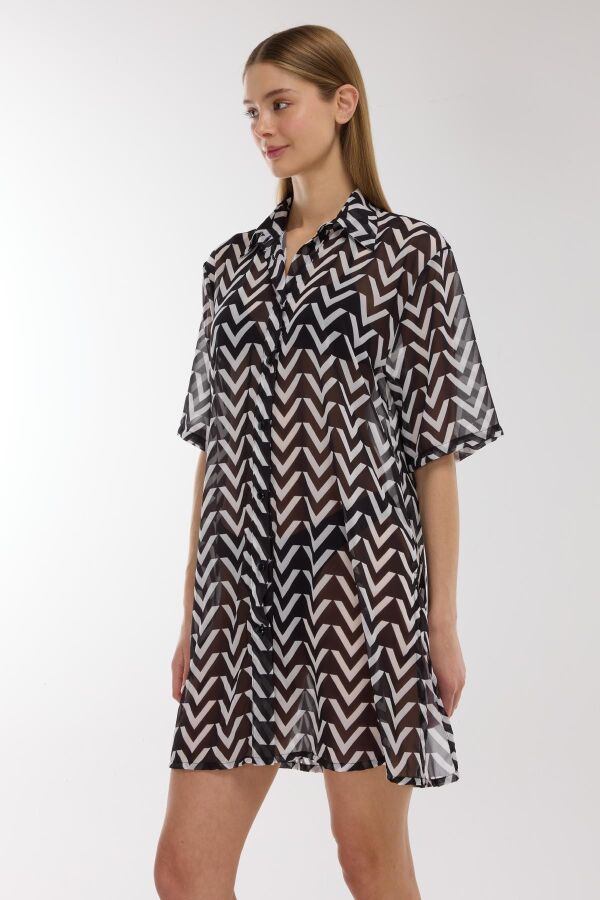Ayyıldız 4805 Zigzag Desenli Plaj Elbisesi - 2