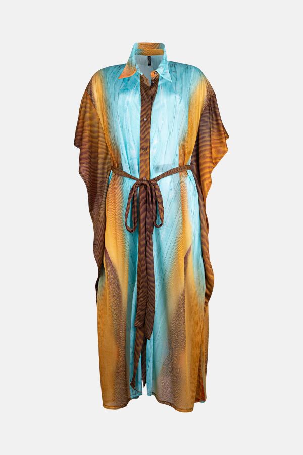 Ayyıldız 4806 Kahve Mavi Desenli Plaj Elbisesi - 3