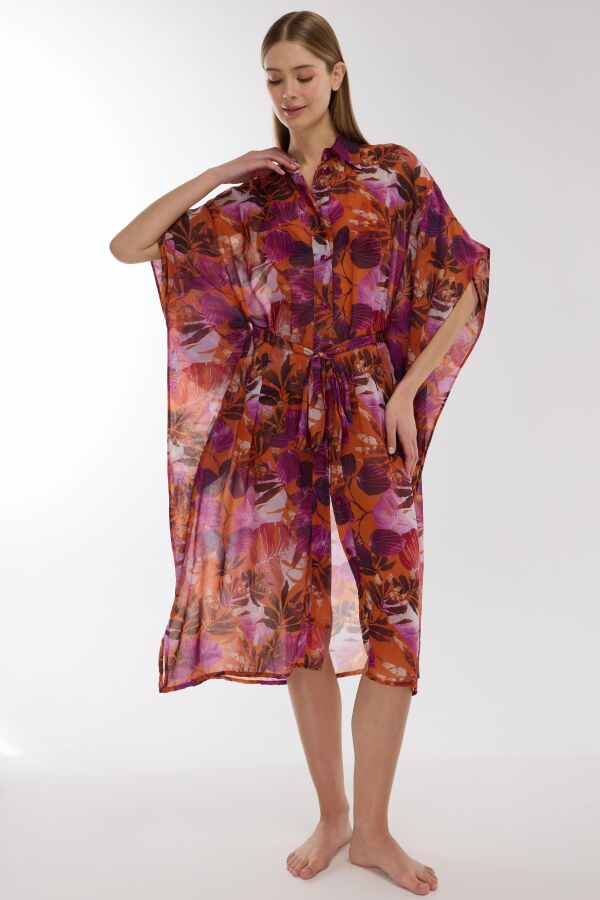 Ayyıldız 4806 Pembe Turuncu Plaj Elbisesi - 1