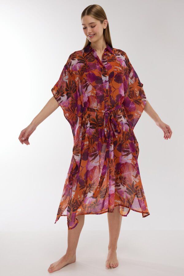 Ayyıldız 4806 Pembe Turuncu Plaj Elbisesi - 2