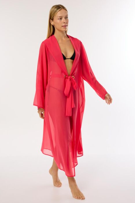 Ayyıldız 4807 Fuşya Kapşonlu Plaj Elbisesi - 2