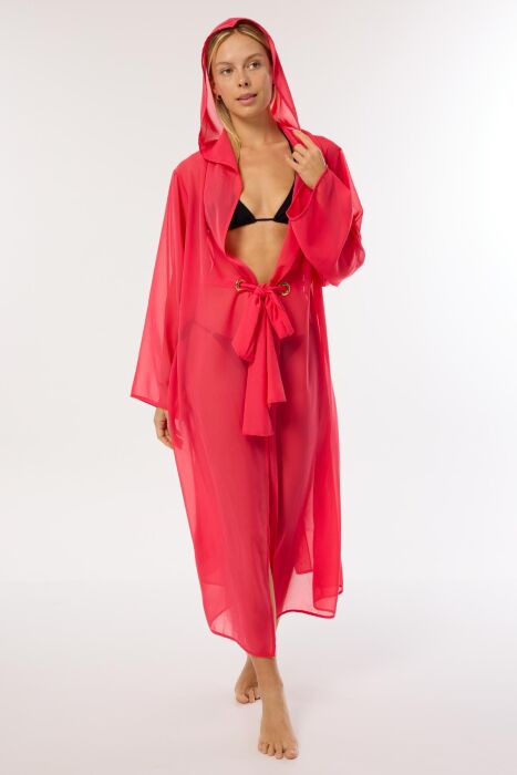 Ayyıldız 4807 Fuşya Kapşonlu Plaj Elbisesi - 1