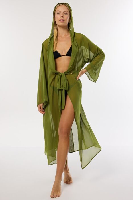 Ayyıldız 4807 Haki Kapşonlu Plaj Elbisesi - AYYILDIZ (1)