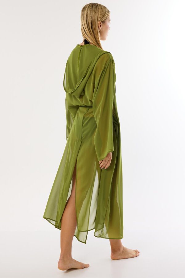 Ayyıldız 4807 Haki Kapşonlu Plaj Elbisesi - 3
