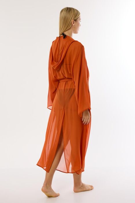 Ayyıldız 4807 Kiremit Kapşonlu Plaj Elbisesi - AYYILDIZ (1)