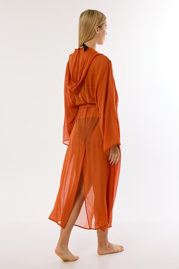 Ayyıldız 4807 Kiremit Kapşonlu Plaj Elbisesi - 2