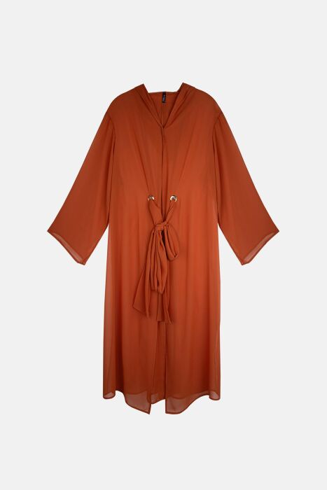 Ayyıldız 4807 Kiremit Kapşonlu Plaj Elbisesi - 4