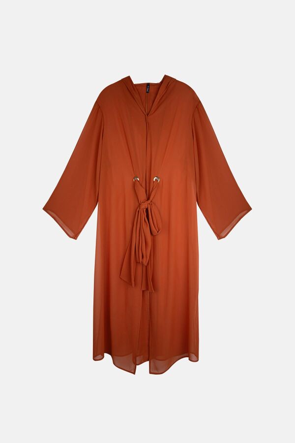 Ayyıldız 4807 Kiremit Kapşonlu Plaj Elbisesi - 4