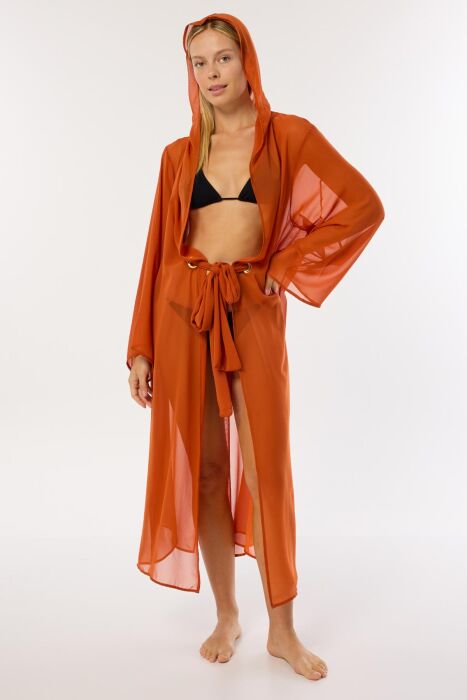 Ayyıldız 4807 Kiremit Kapşonlu Plaj Elbisesi - 3