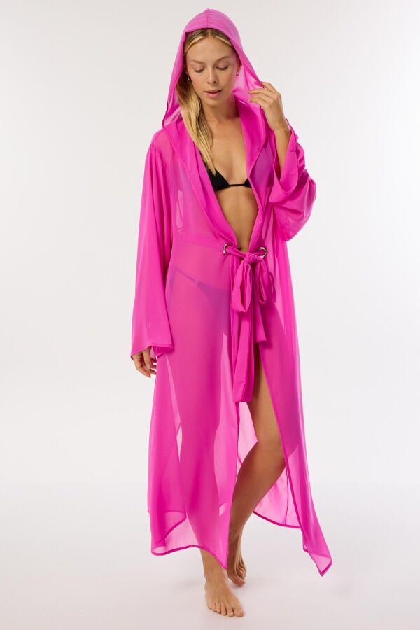 Ayyıldız 4807 Pembe Kapşonlu Plaj Elbisesi - 2