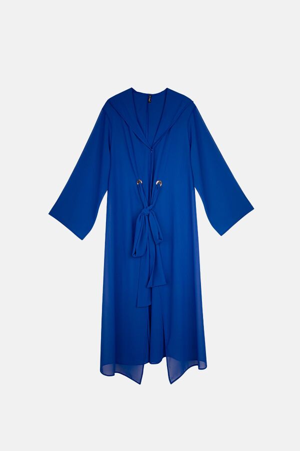 Ayyıldız 4807 Saks Kapşonlu Plaj Elbisesi - 4