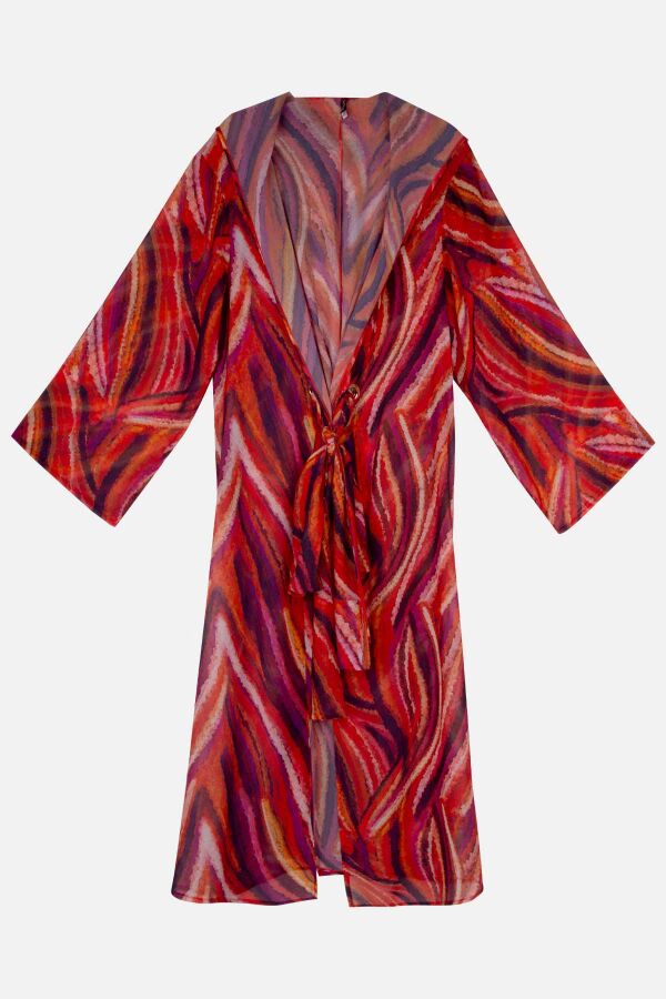 Ayyıldız 4809 Turuncu Mor Desenli Plaj Elbisesi - 4