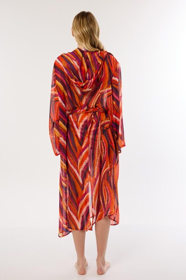 Ayyıldız 4809 Turuncu Mor Desenli Plaj Elbisesi - 3