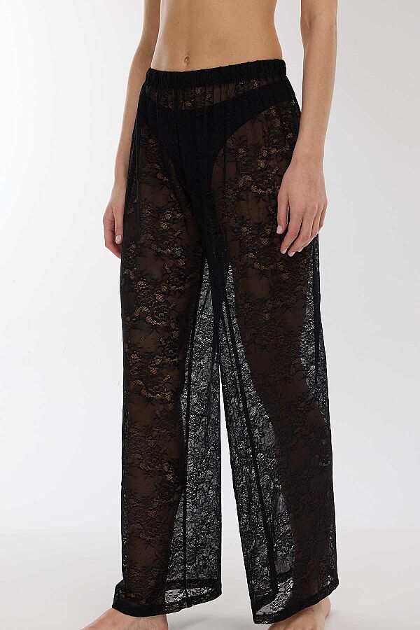 Ayyıldız 4824 Siyah Dantelli Plaj Pantolonu - 2
