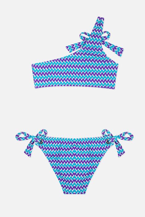 Ayyıldız 4902 Mavi Tek Omuz Kız Çocuk Bikini Takımı - 2