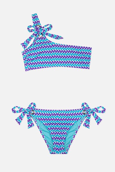 Ayyıldız 4902 Mavi Tek Omuz Kız Çocuk Bikini Takımı - 1