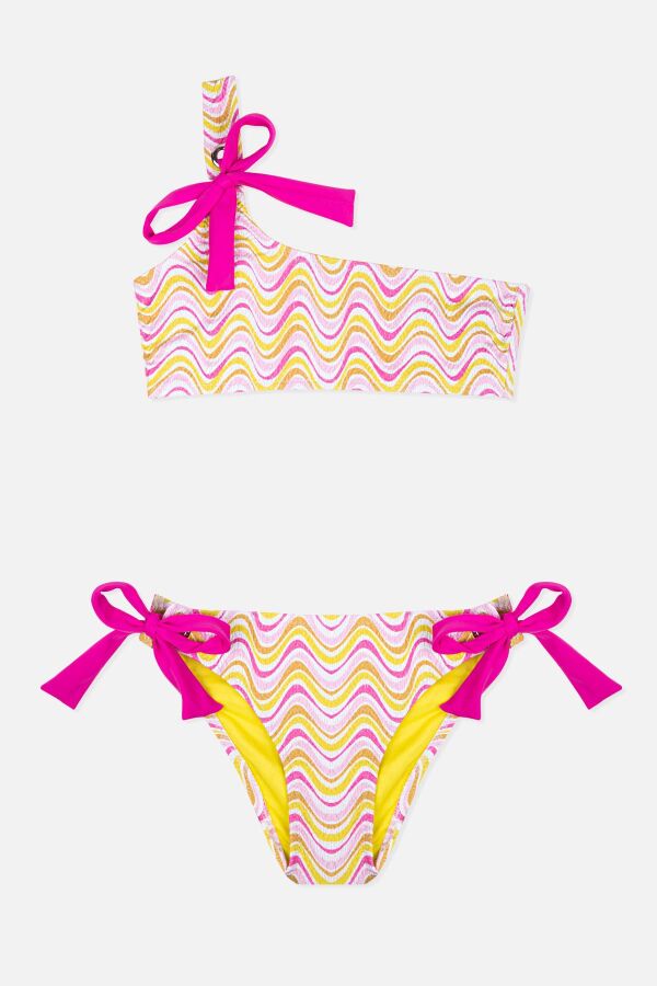Ayyıldız 4902 Pembe Tek Omuz Kız Çocuk Bikini Takımı - 1