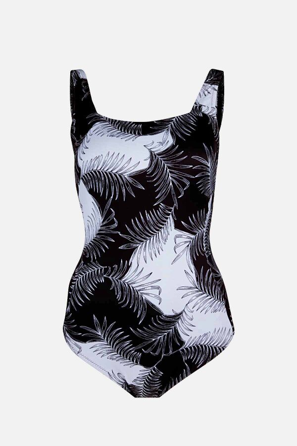 Ayyıldız 49352 Siyah Yaprak Desenli Toparlayıcı Mayo - 4