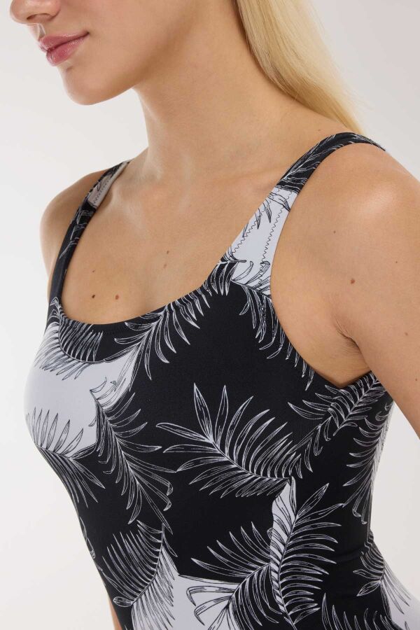 Ayyıldız 49352 Siyah Yaprak Desenli Toparlayıcı Mayo - 2