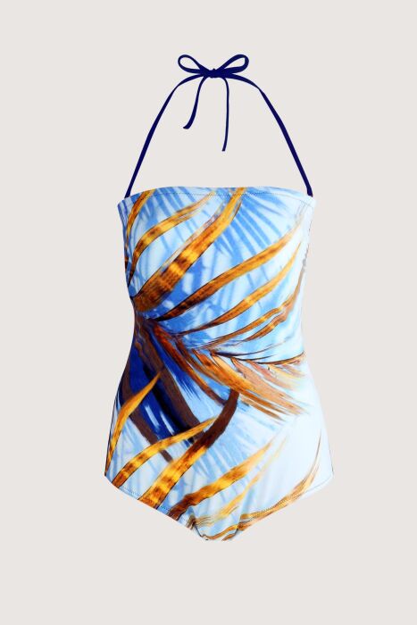 Ayyıldız 49353 Mavi Desenli Straplez Mayo - 1