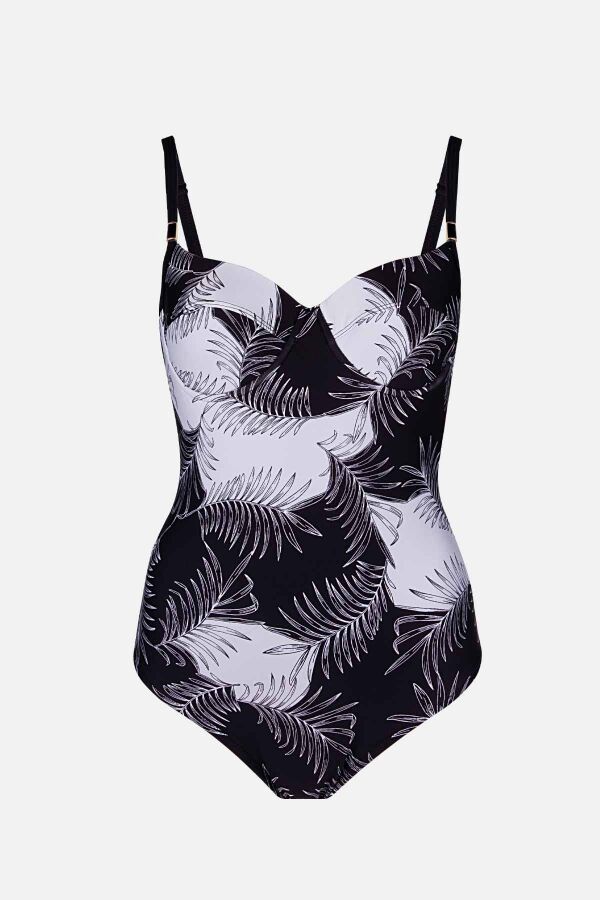 Ayyıldız 49355 Siyah Yaprak Desenli Toparlayıcı Mayo - 4