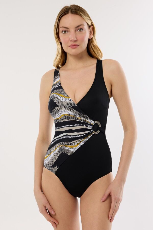 Ayyıldız 49600 Siyah Desenli Toparlayıcı Mayo - 1