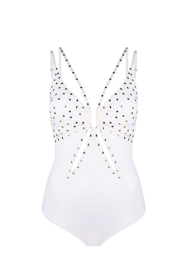 Ayyıldız 5147 Beyaz Zımba İşlemeli Mayo - 4