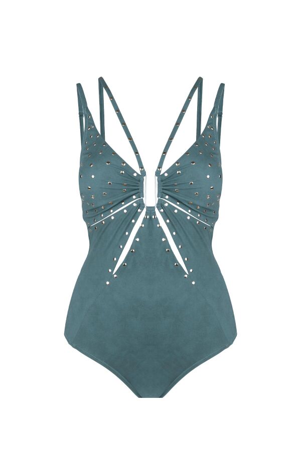 Ayyıldız 5147 Yeşil Zımba İşlemeli Mayo - 4