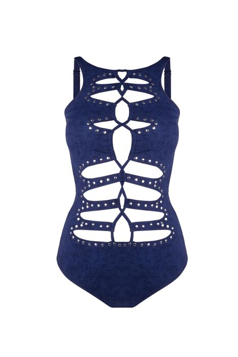 Ayyıldız 5152 Lacivert Yuvarlak Yaka Zımbalı Mayokini - 4