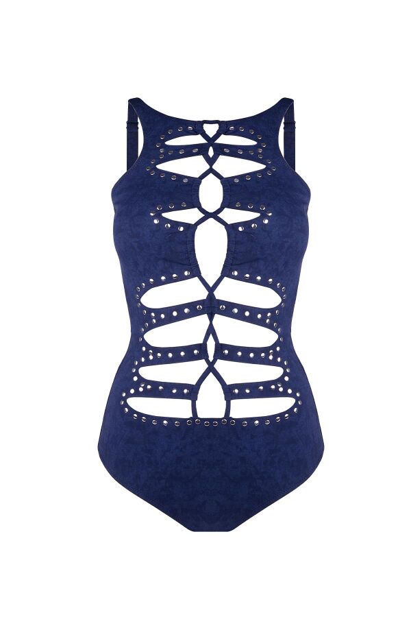 Ayyıldız 5152 Lacivert Yuvarlak Yaka Zımbalı Mayokini - 4