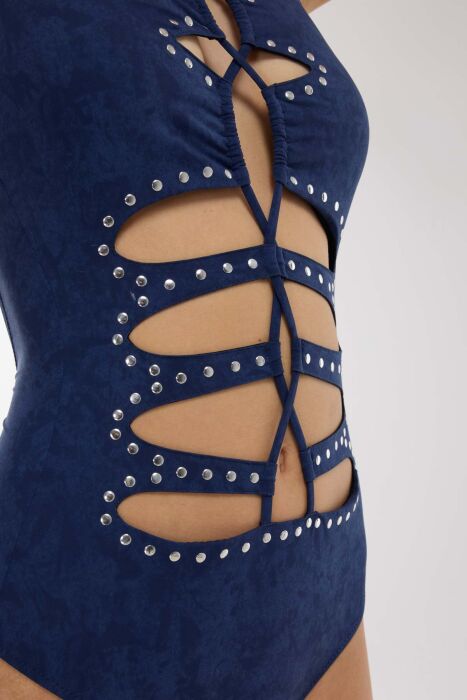 Ayyıldız 5152 Lacivert Yuvarlak Yaka Zımbalı Mayokini - 2