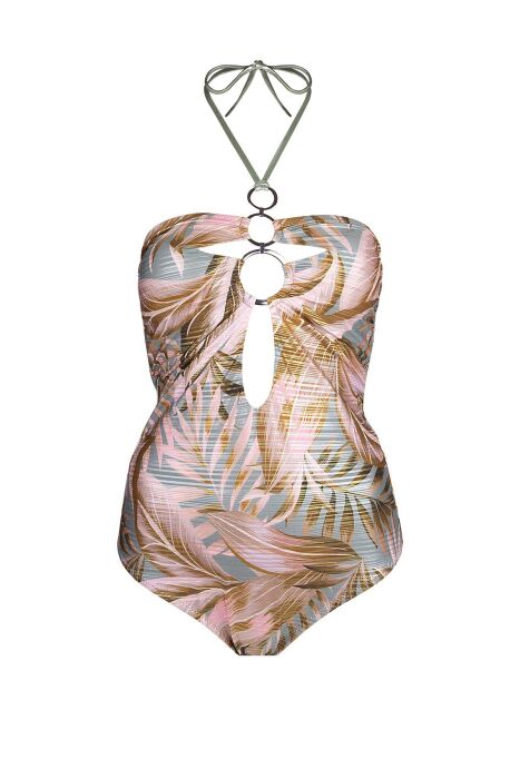 Ayyıldız 5201 Pembe Yeşil Straplez Mayo - 4