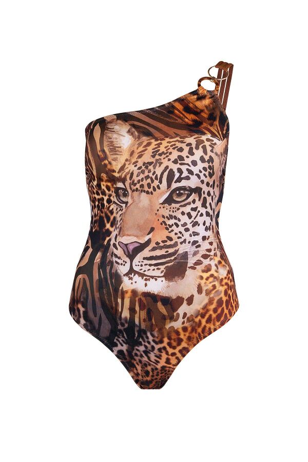 Ayyıldız 5205 Leopar Desenli Tek Omuz Mayo - 4