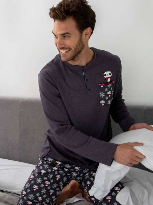 54053 Erkek Gri Pijama Takımı - 1