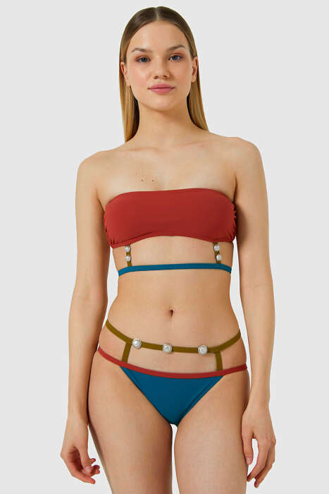 Ayyıldız 5413 Petrol Yeşili Straplez Bikini Takım - 1