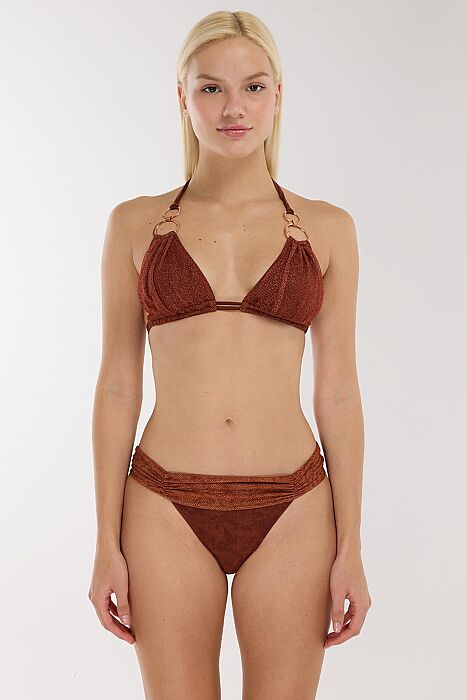 Ayyıldız 5704 Kahverengi Üçgen Bikini Takımı - AYYILDIZ