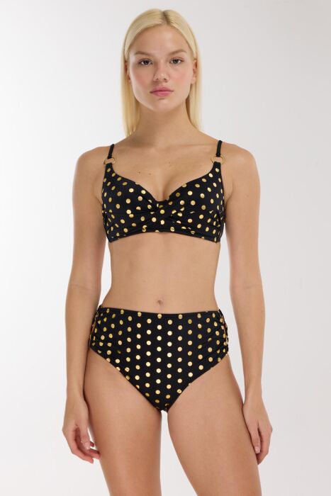 Ayyıldız 5605 Gold Puantiyeli Siyah Toparlayıcı Bikini Takımı - 1
