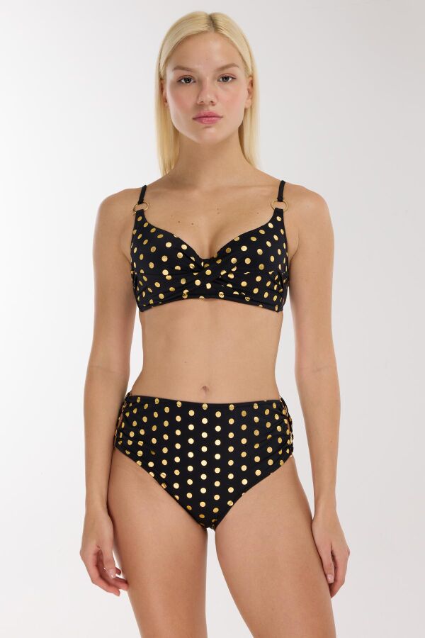 Ayyıldız 5605 Gold Puantiyeli Siyah Toparlayıcı Bikini Takımı - 1