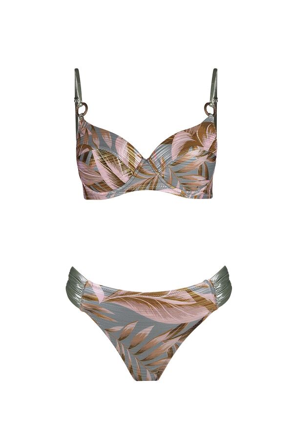 Ayyıldız 5609 Pembe Yeşil Balkonet Bikini Takımı - 5