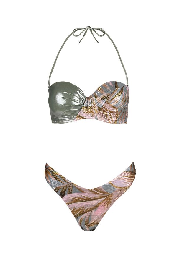 Ayyıldız 5611 Pembe Yeşil Straplez Bikini Takımı - 4