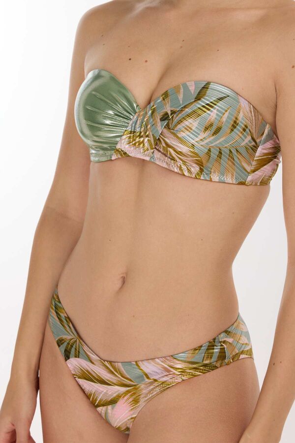 Ayyıldız 5611 Pembe Yeşil Straplez Bikini Takımı - 2