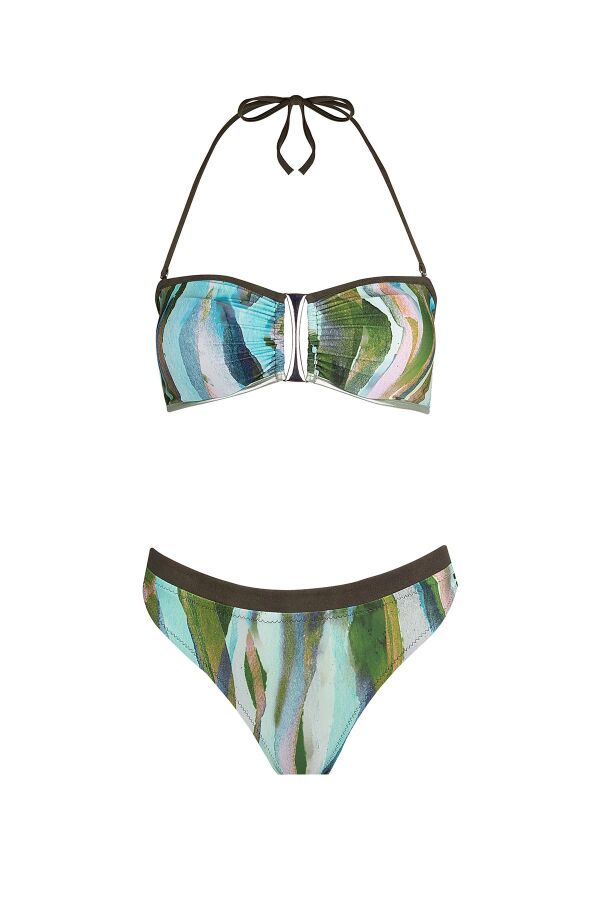 Ayyıldız 5612 Yeşil Straplez Bikini Takımı - 4