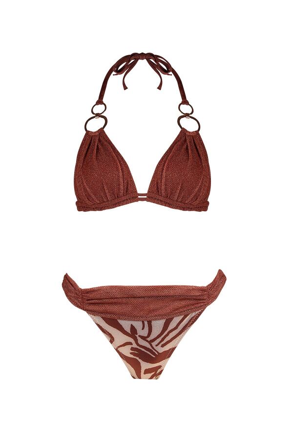 Ayyıldız 5616 Parlak Kahverengi Üçgen Bikini Takımı - 4