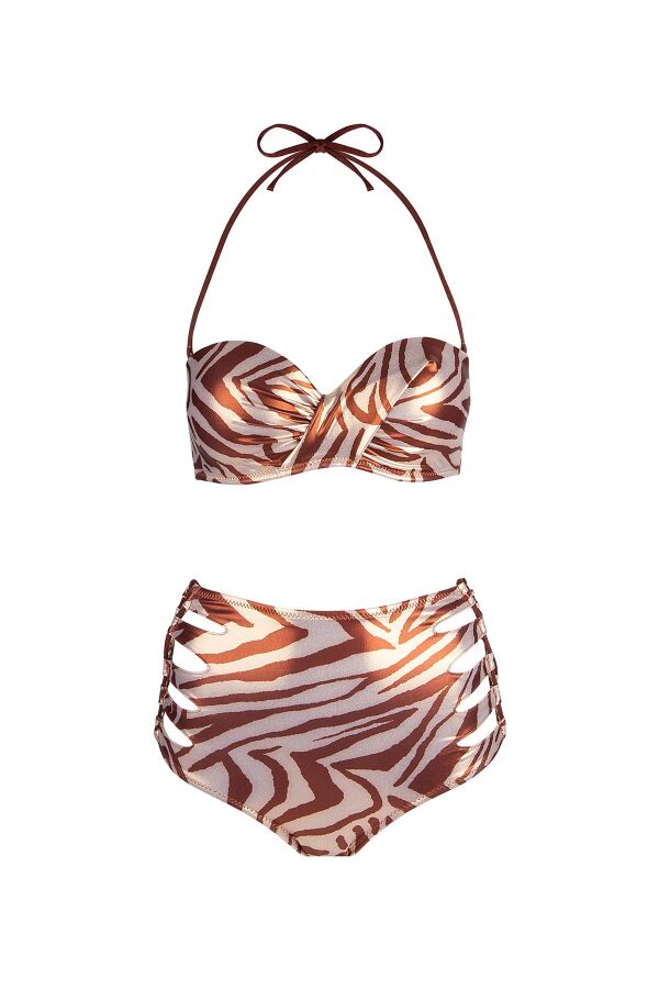 Ayyıldız 5618 Parlak Kahverengi Straplez Bikini Takımı - 3