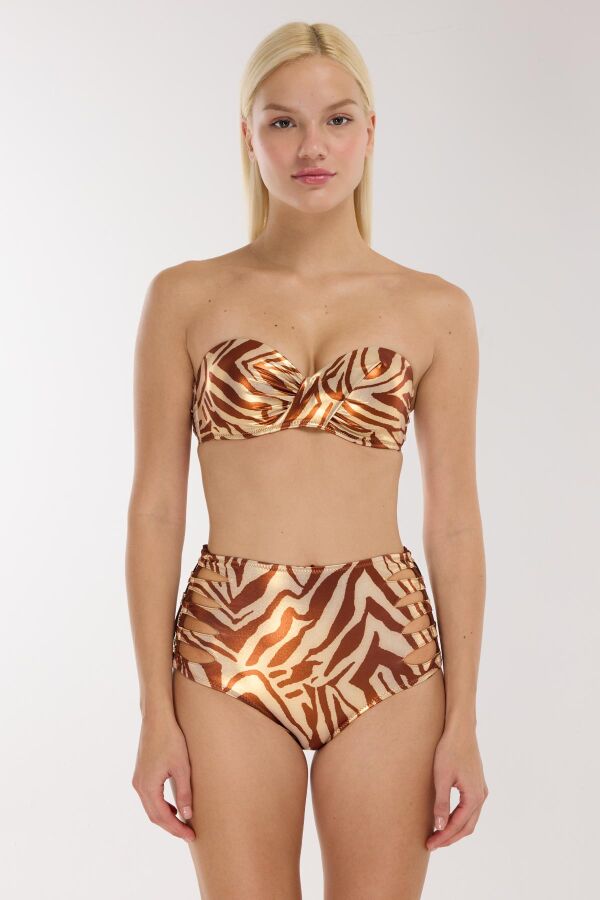 Ayyıldız 5618 Parlak Kahverengi Straplez Bikini Takımı - 2