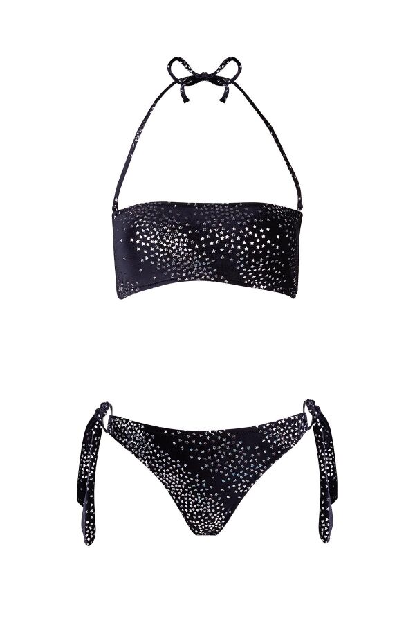 Ayyıldız 5623 Siyah Kadife Straplez Bikini Takımı - 5