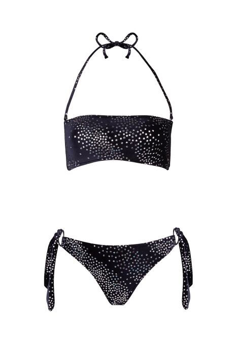 Ayyıldız 5623 Siyah Kadife Straplez Bikini Takımı - 5