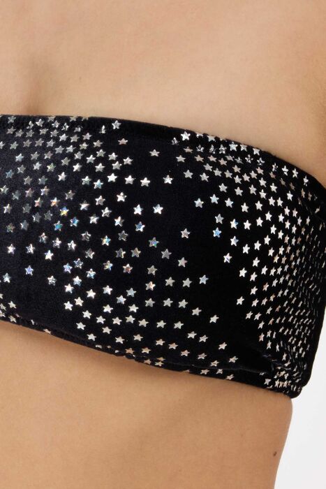 Ayyıldız 5623 Siyah Kadife Straplez Bikini Takımı - 2