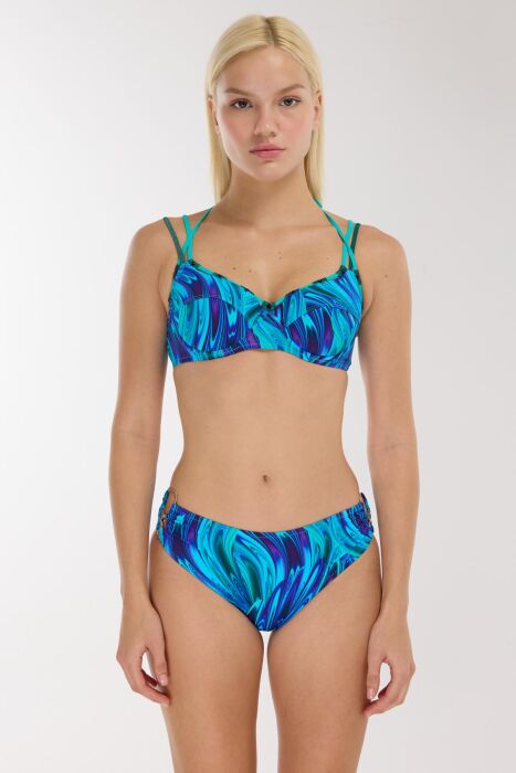 Ayyıldız 5627 Turkuaz Desenli Bikini Takımı - 1